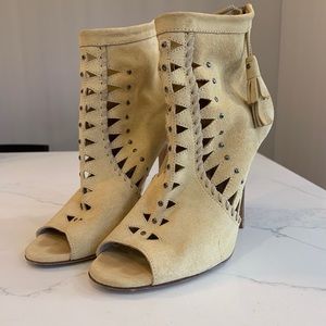 Jimmy Choo Suede Tribal Open Toe Bootie